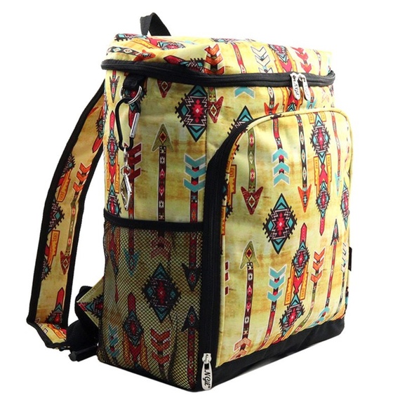 Canvas Insulated Tribal Arrow Cooler Backpack - Picture 2 of 4